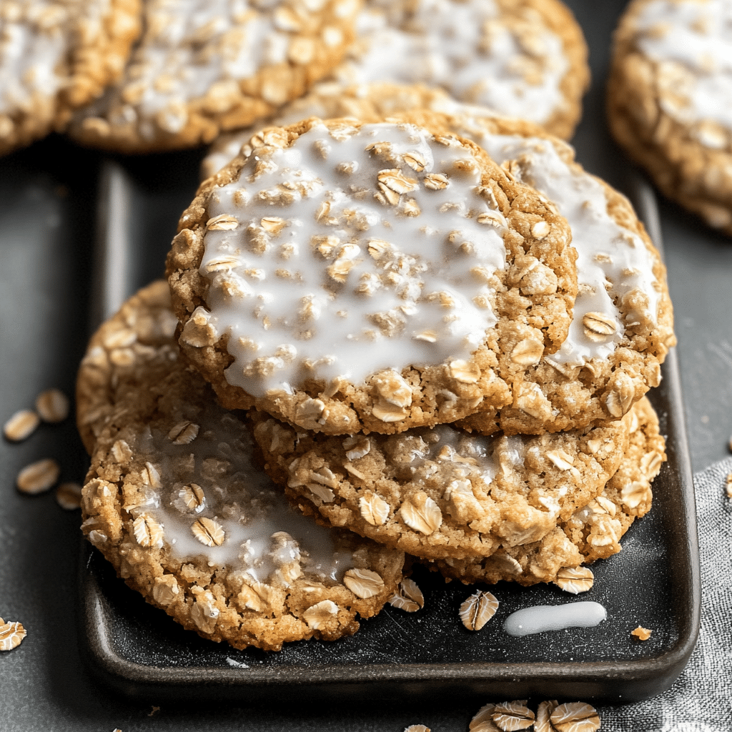 Brown Butter Iced Oatmeal Cookies