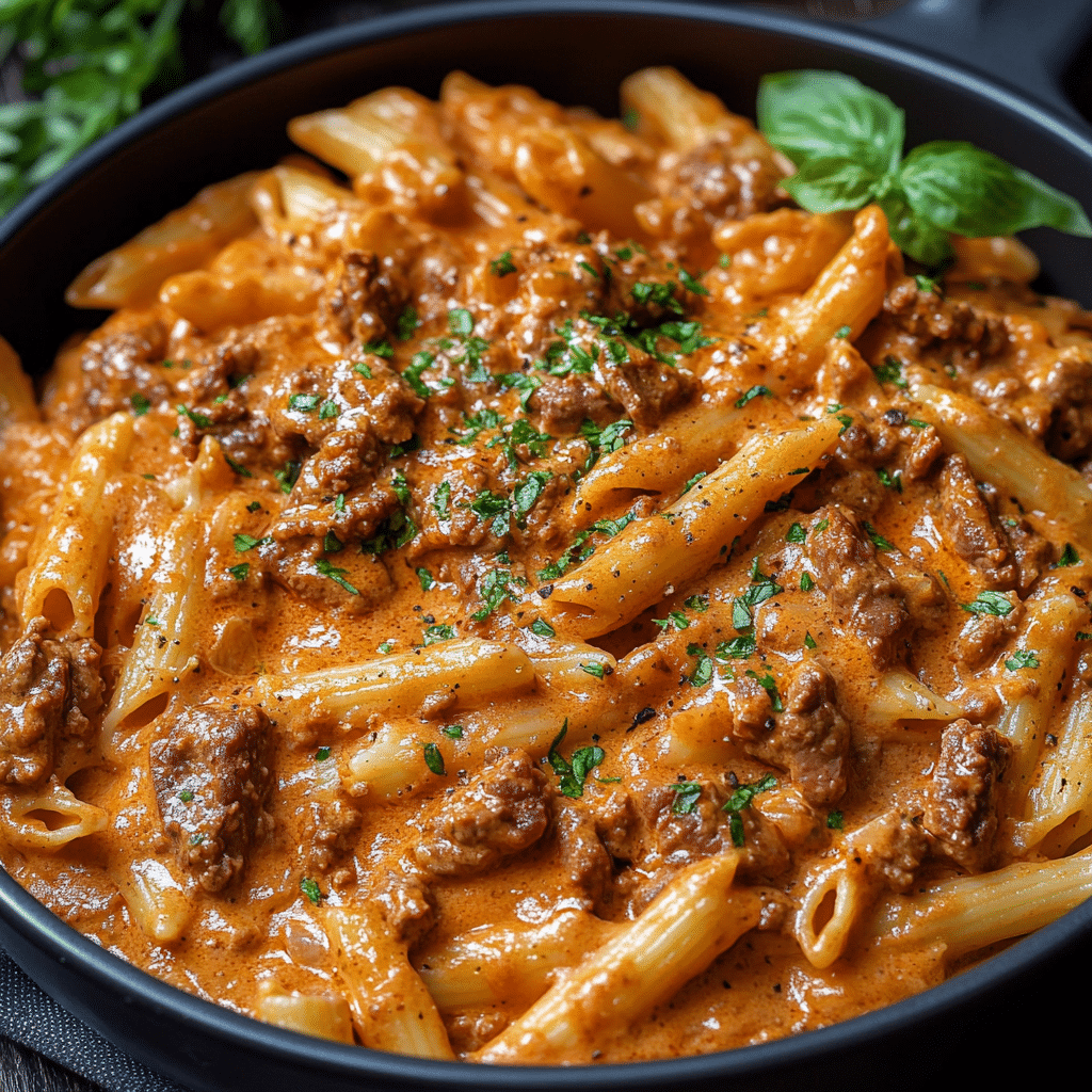 Creamy High Protein Beef Pasta Recipe