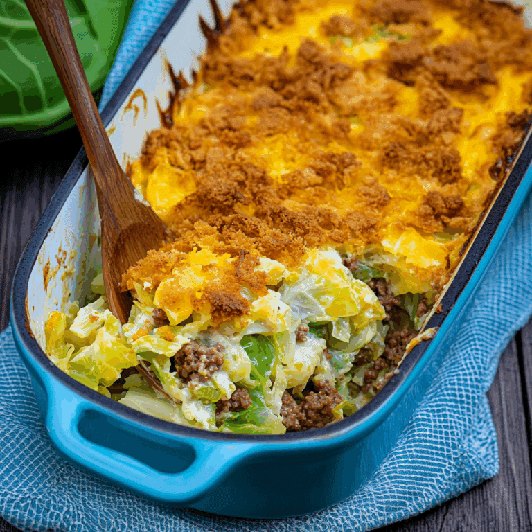 Creamed Cabbage and Ground Beef Casserole