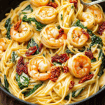 Creamy Sun-Dried Tomato Shrimp with Spinach Pasta