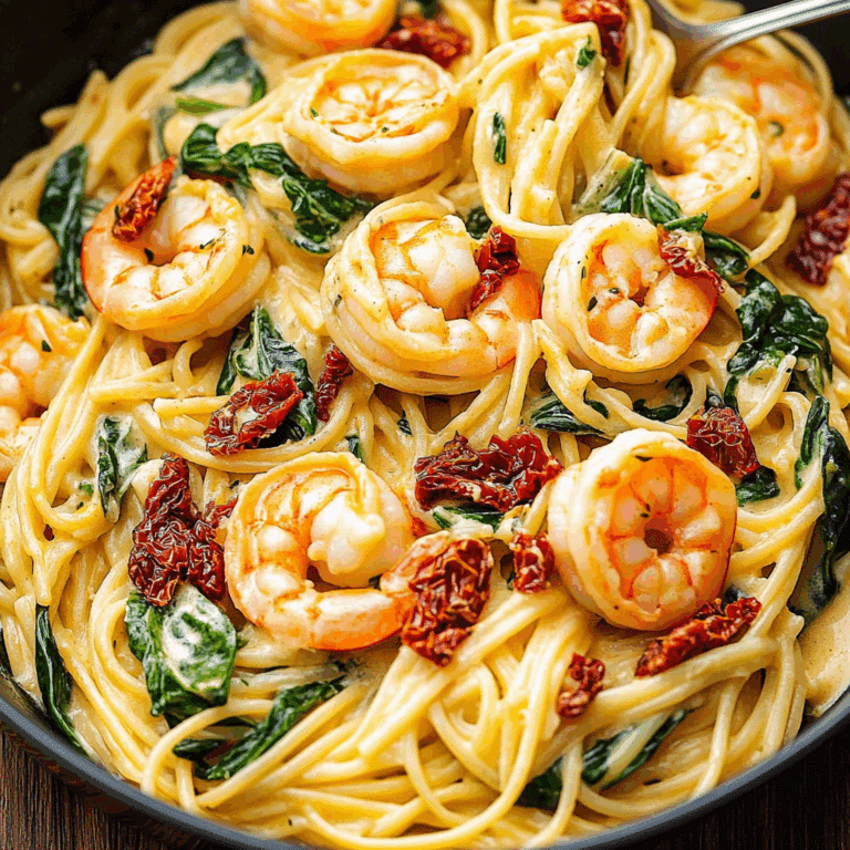 Creamy Sun-Dried Tomato Shrimp with Spinach Pasta