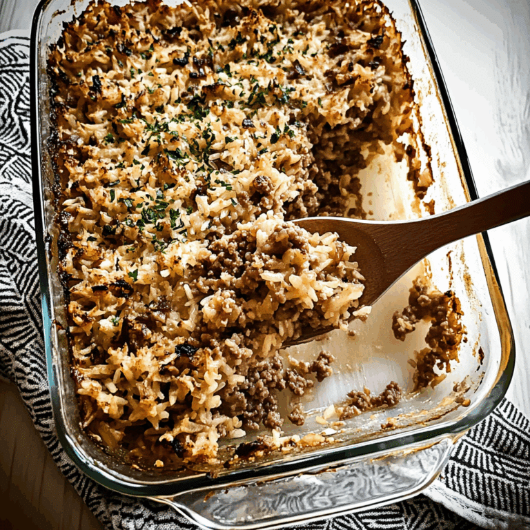 French Onion Ground Beef and Rice Casserole