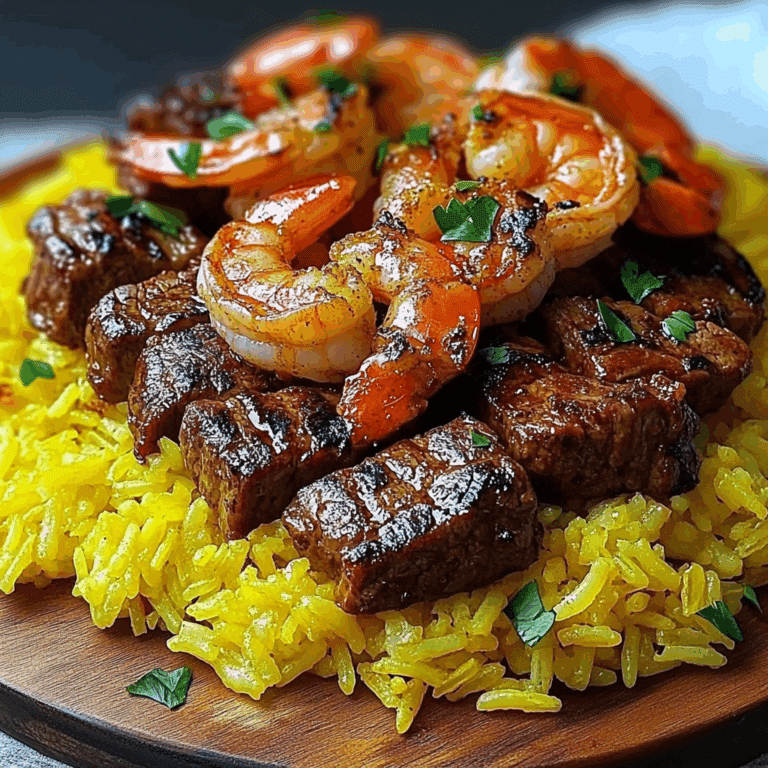 Jerk Steak & Shrimp over Yellow Rice