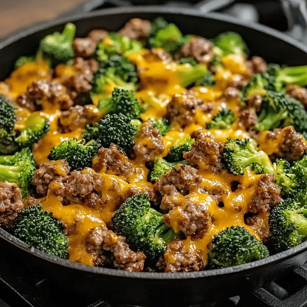 Keto Hamburger and Broccoli Skillet