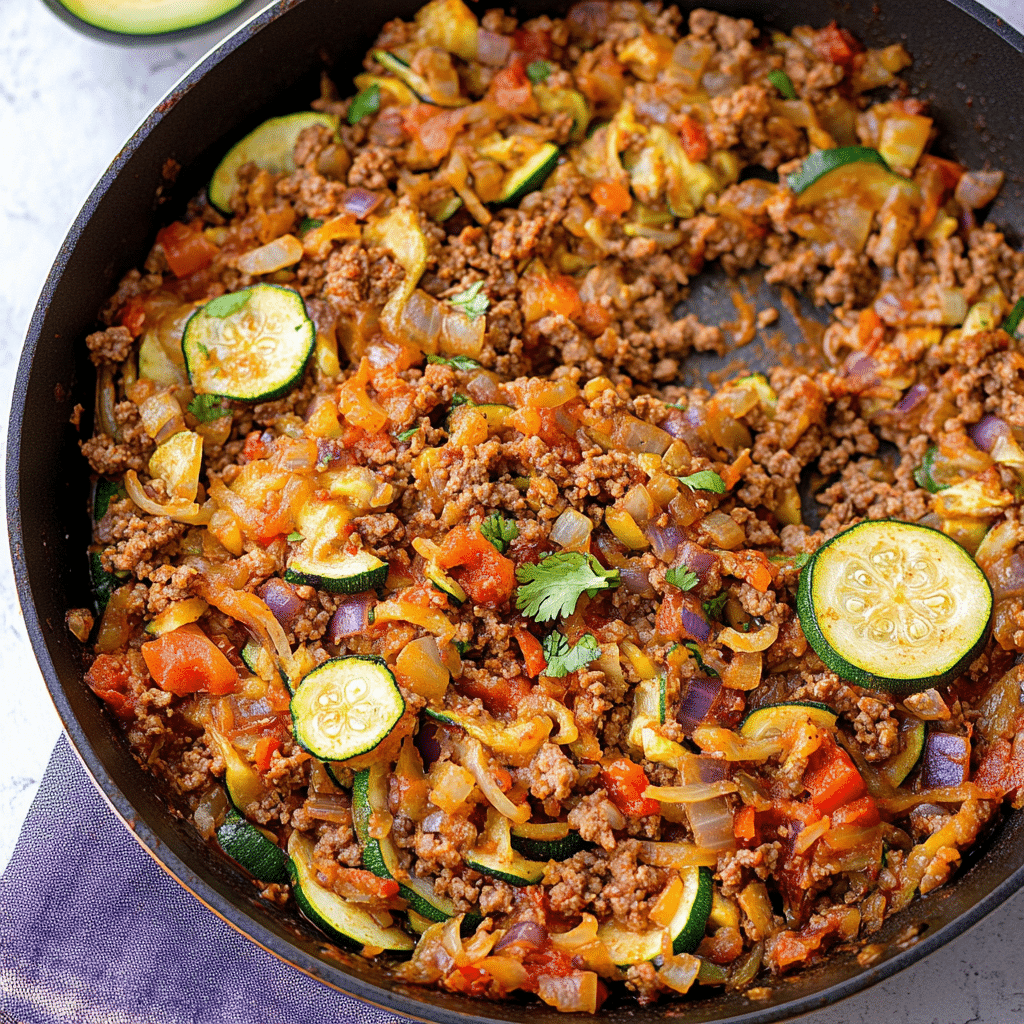 Mexican Zucchini and Ground Beef Skillet