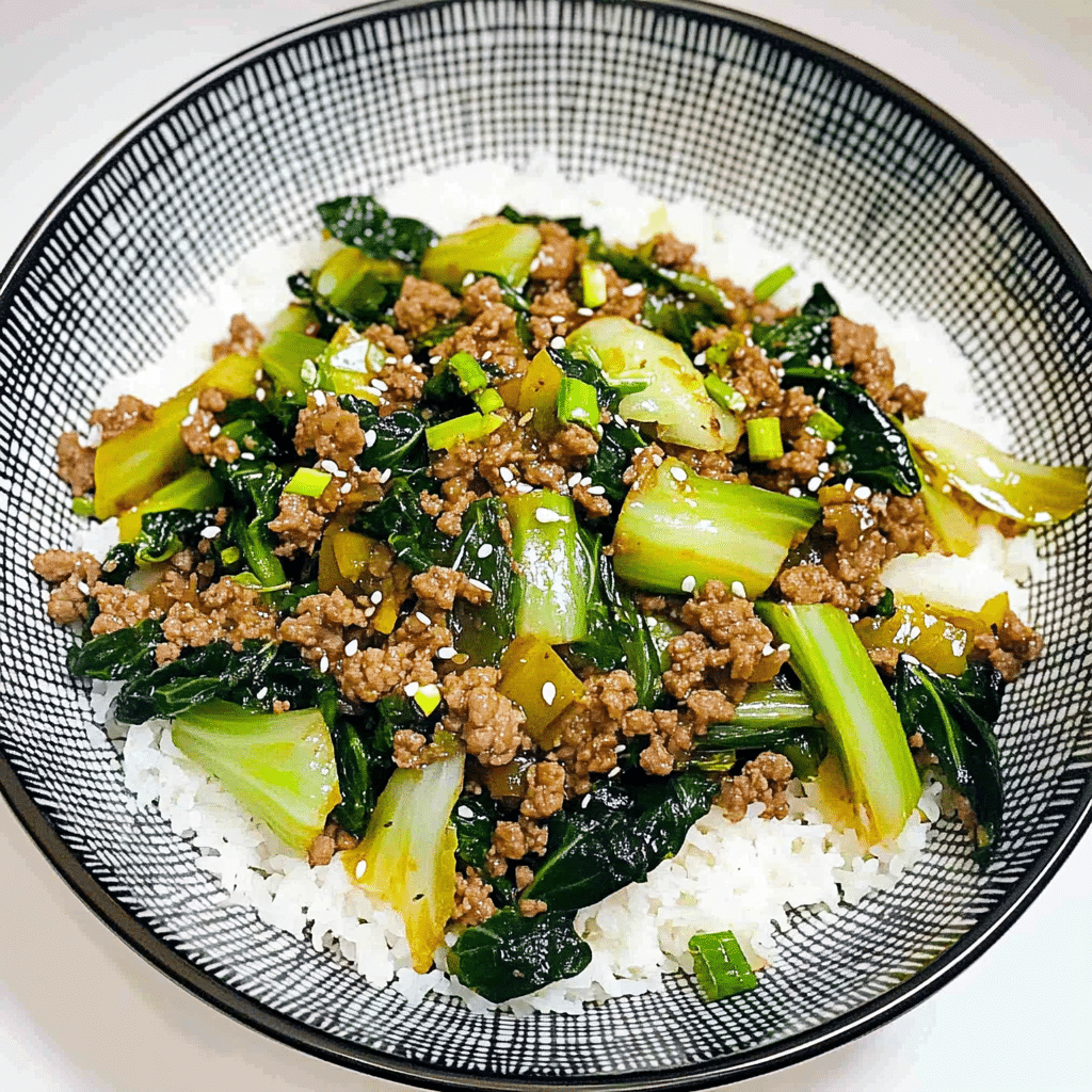 Stir-fried Bok Choy with Ground Meat
