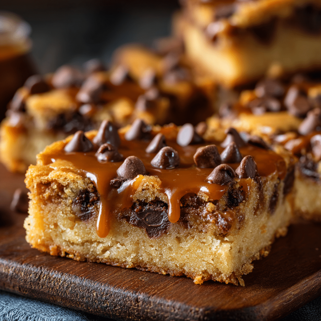 Gooey Caramel Chocolate Chip Bars