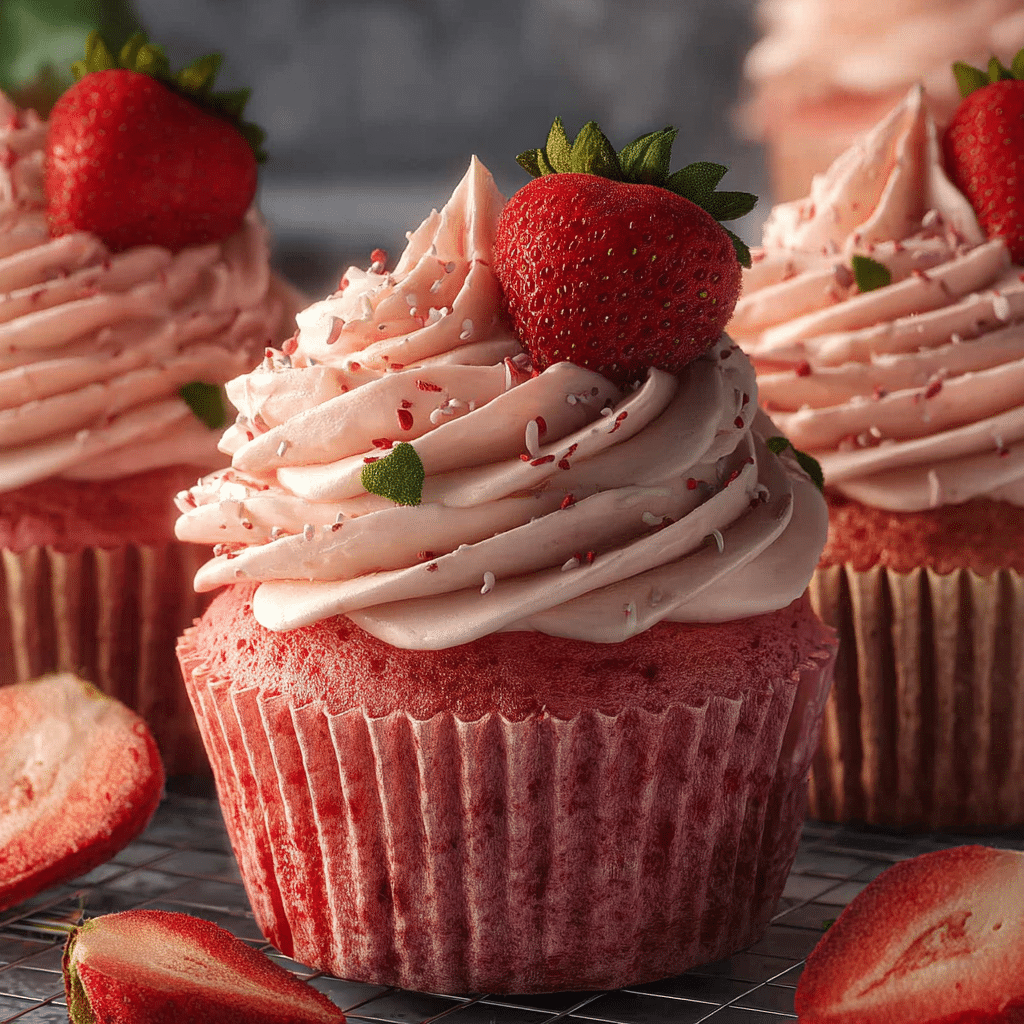 Fresh Strawberry Cupcakes with Creamy Frosting