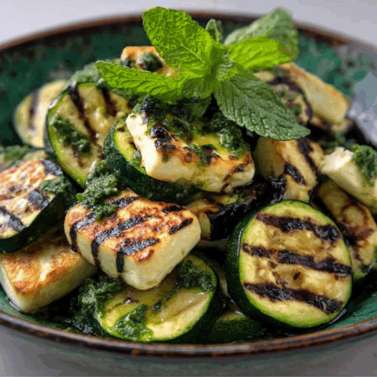 Grilled Zucchini and Halloumi Salad with Mint