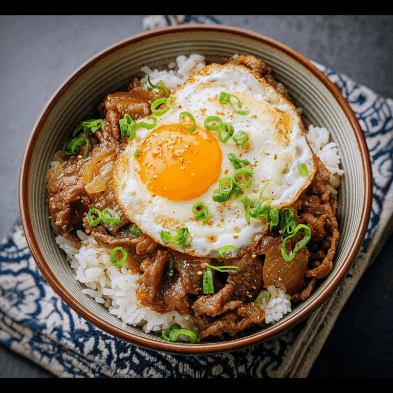 Gyudon Japanese Beef Bowls with Rice and Eggs