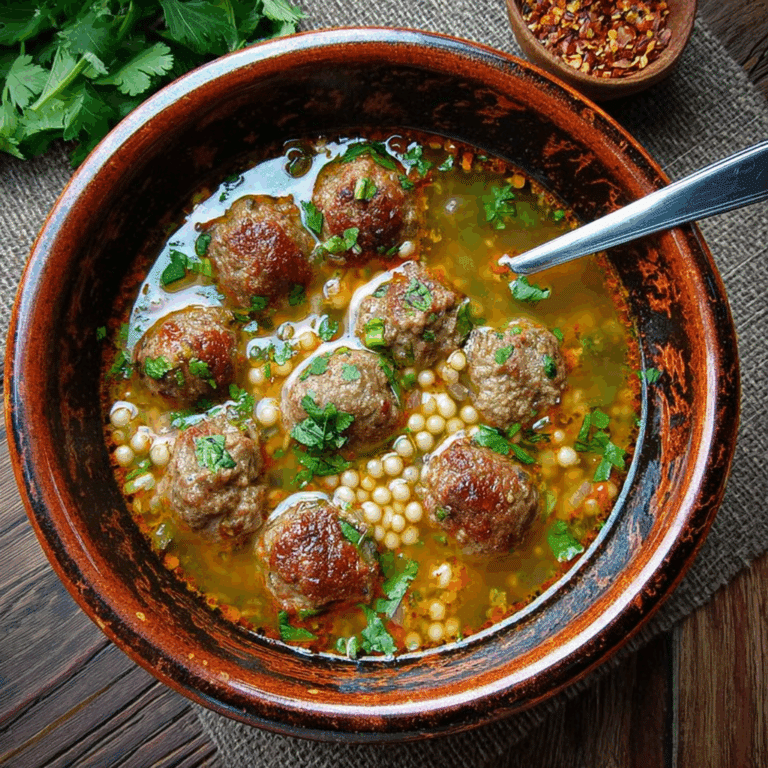 Moroccan Meatball Couscous Soup