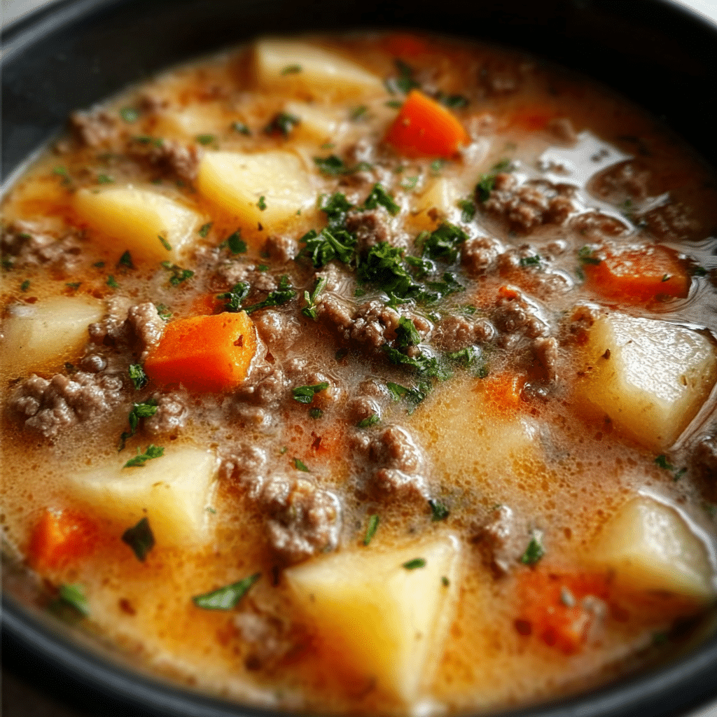 Potato & Hamburger Crockpot Soup