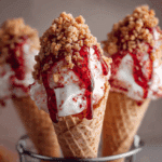 Strawberry Crunch Cheesecake Cones