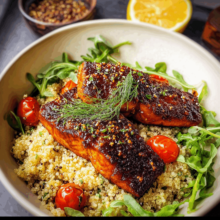 Sweet & Spicy Salmon with Dirty Quinoa