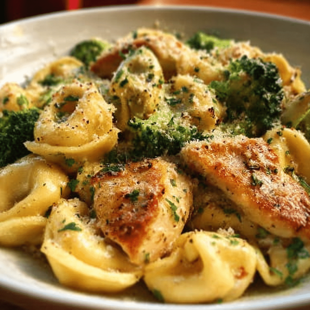 Creamy Garlic Parmesan Tortellini with Chicken and Broccoli