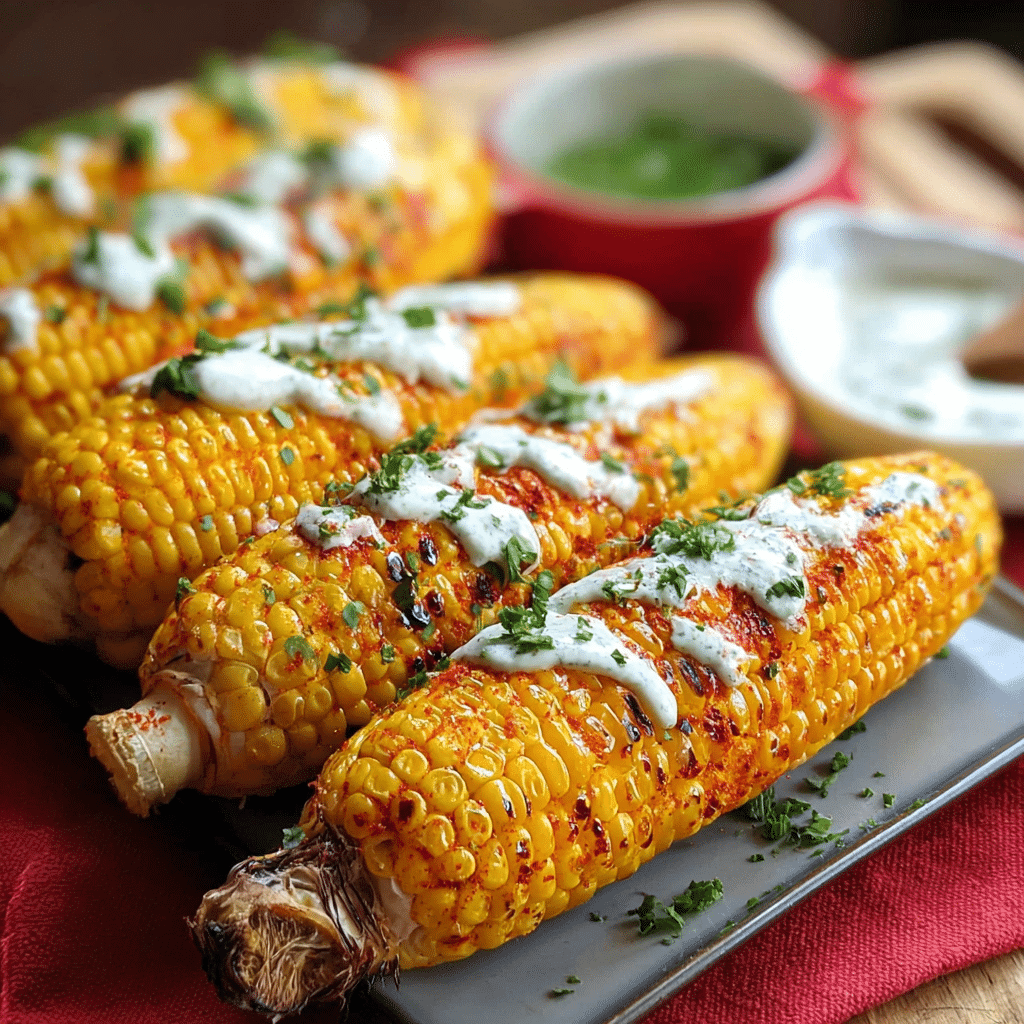 Grilled Buffalo Corn with Vegan Ranch