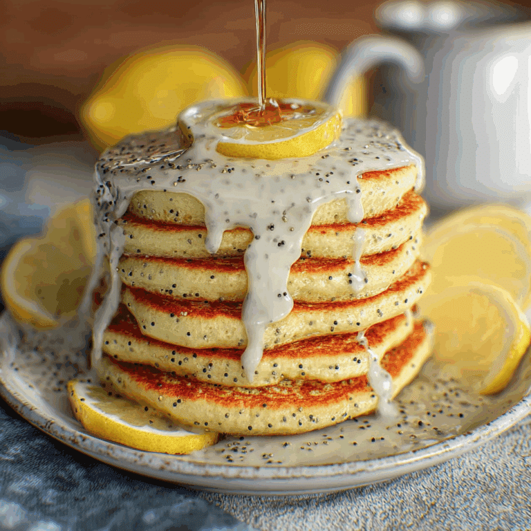 Lemon Poppy Seed Pancakes with Glaze