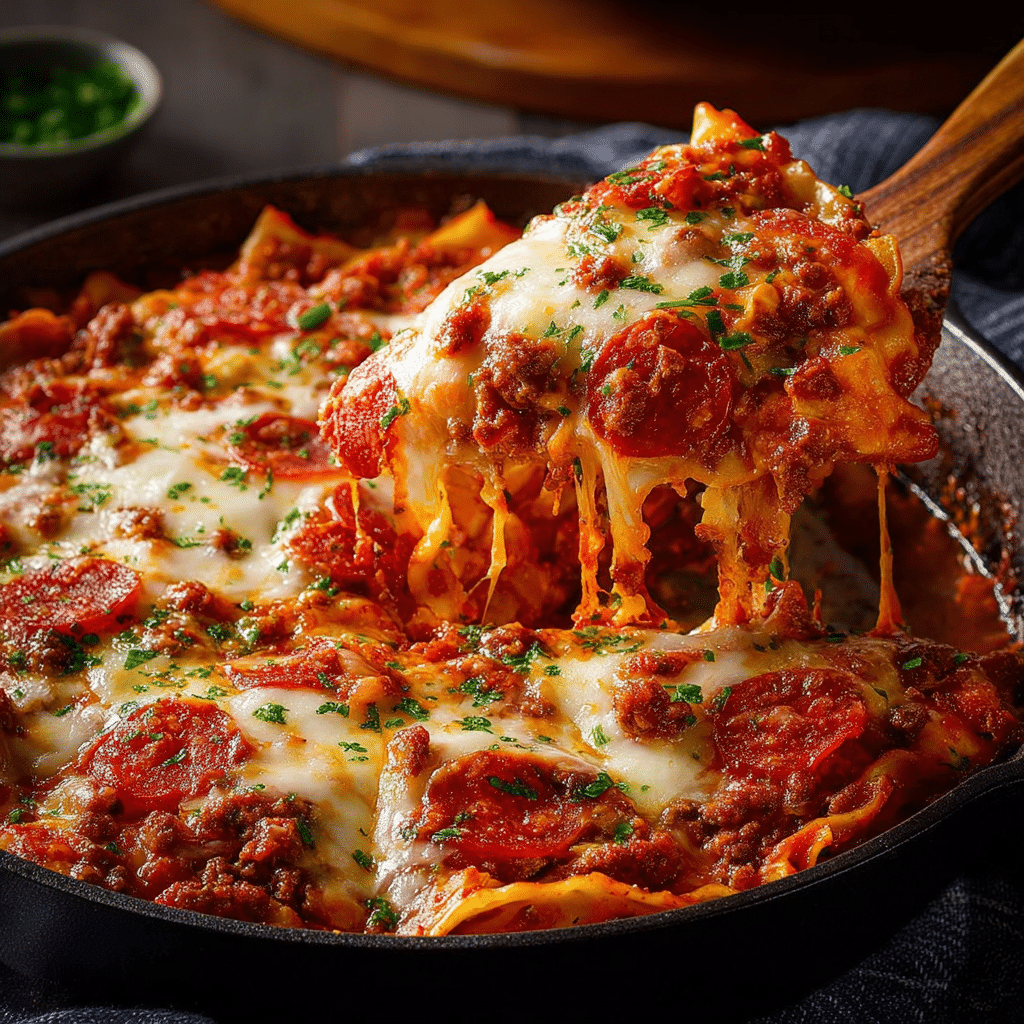 Pizza Lasagna Skillet Bake