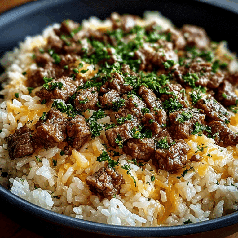 Creamy Garlic Butter Beef and Rice Skillet