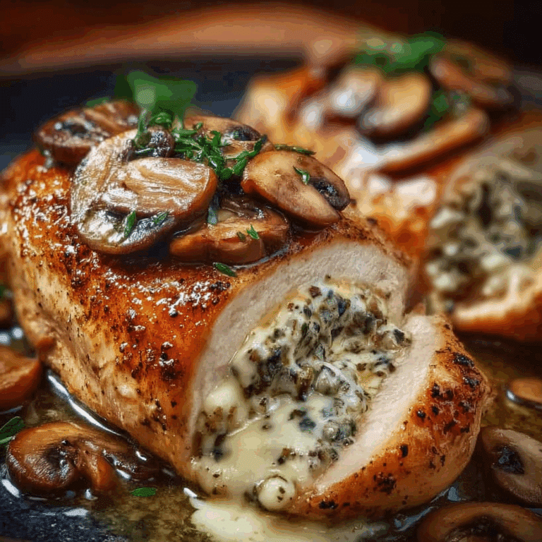 Garlic Butter Mushroom Stuffed Chicken Breast