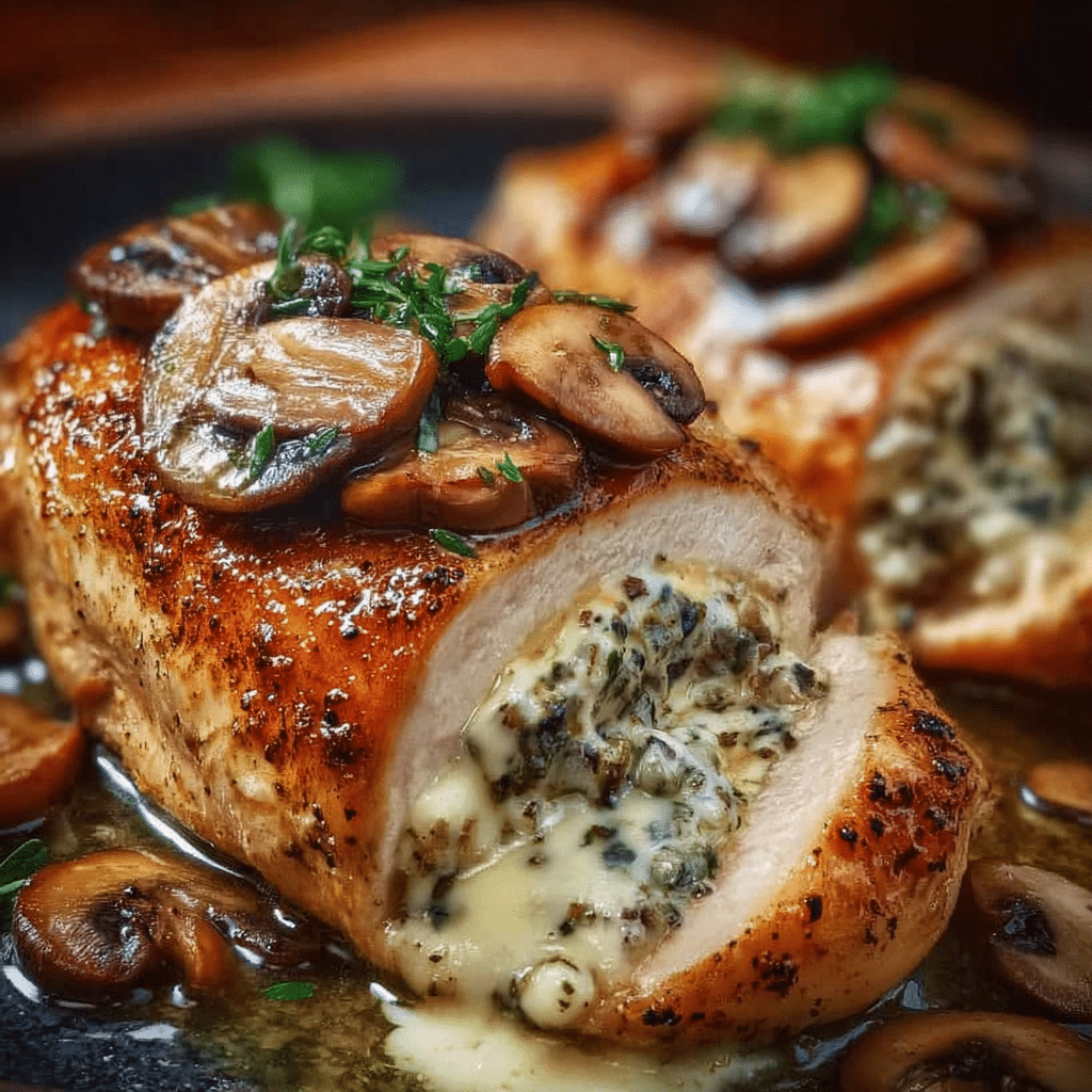 Garlic Butter Mushroom Stuffed Chicken Breast