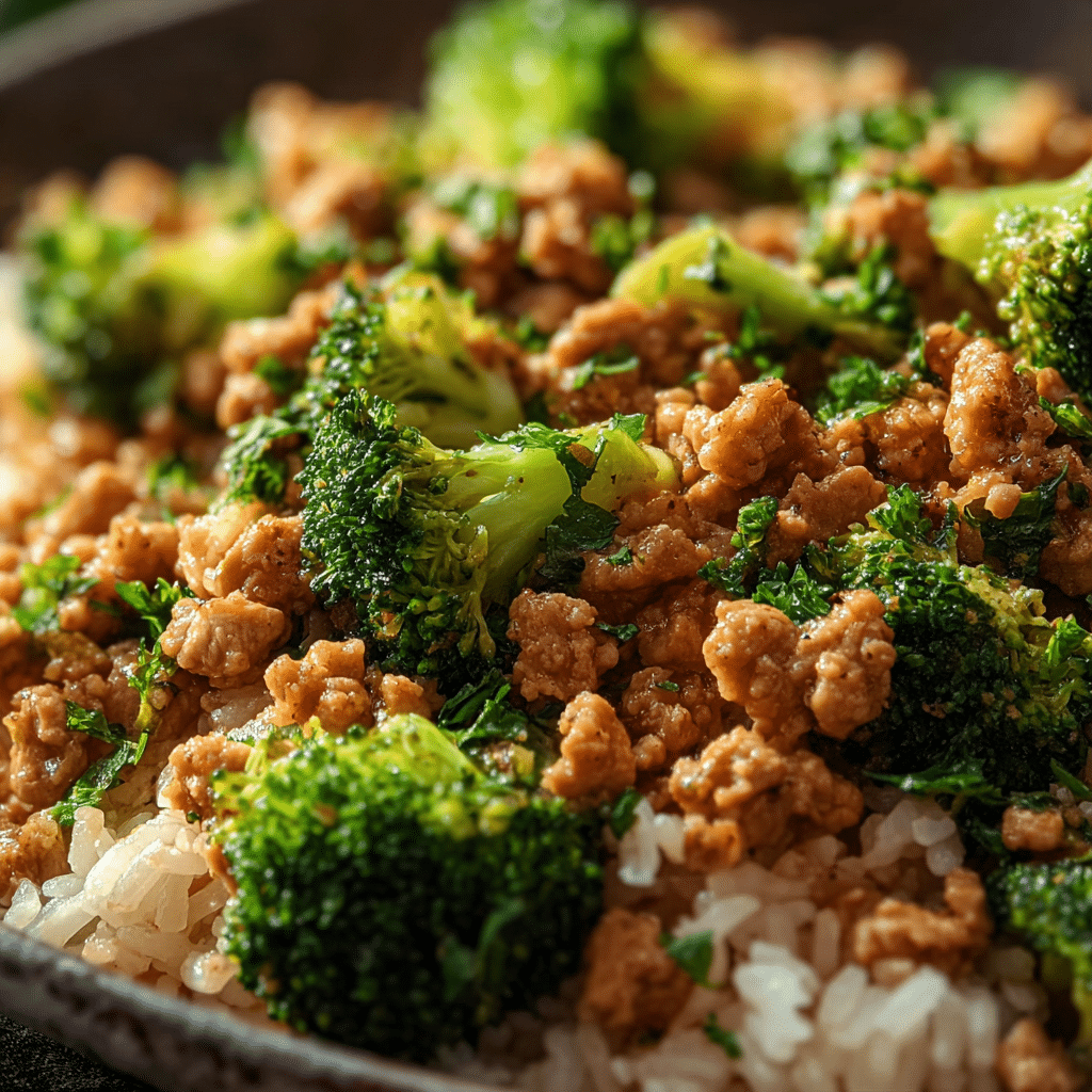Ground Chicken and Rice with Broccoli