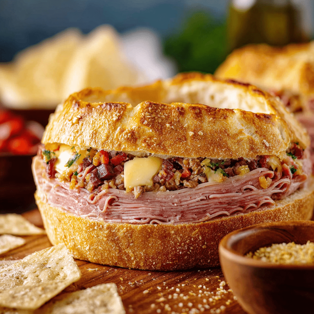 Muffuletta Bread Bowl Sandwich