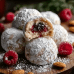 Raspberry Filled Almond Snowball Cookies – Festive Holiday Treats