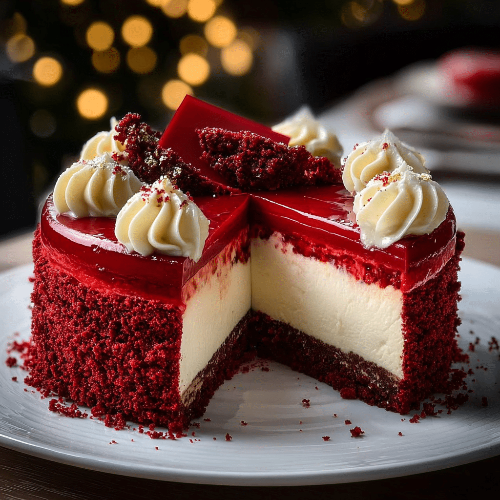 Easy Christmas Red Velvet Cheesecake