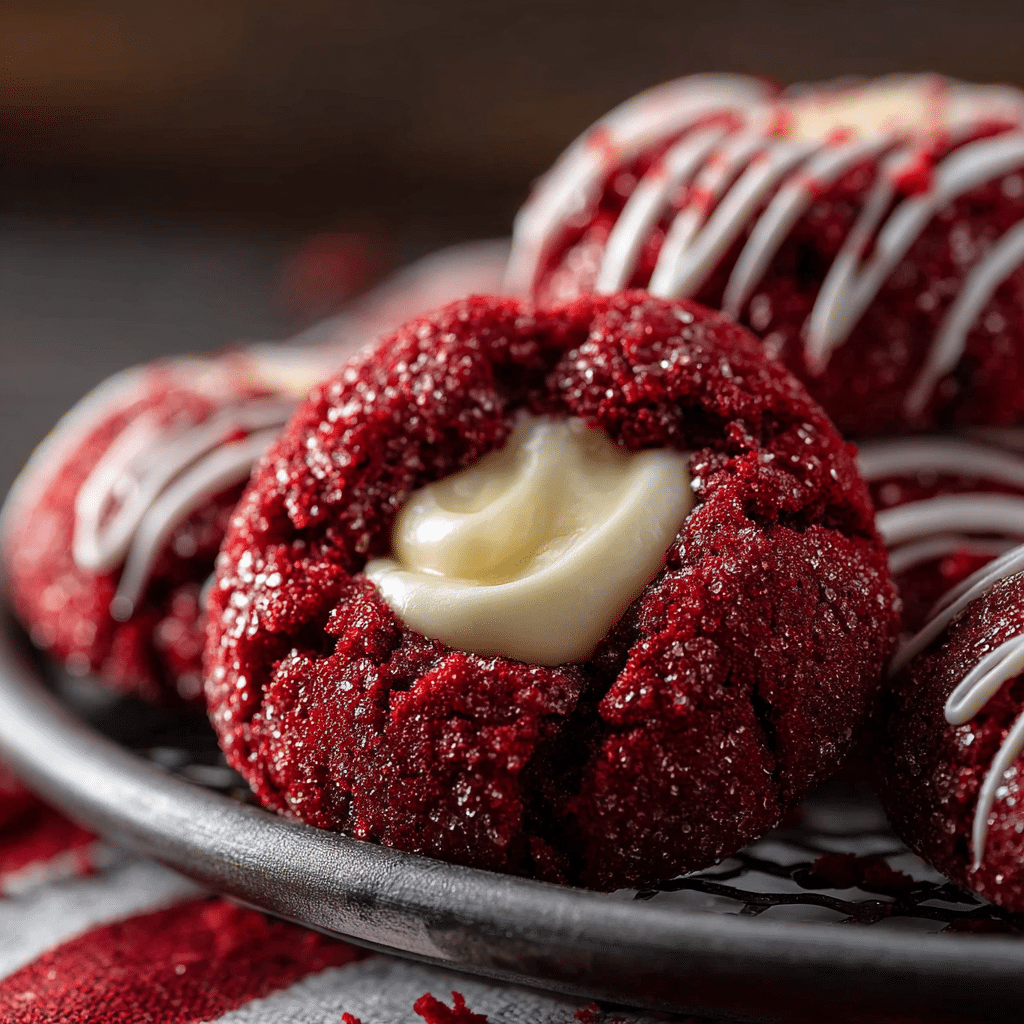 Perfectly Soft & Chewy Red Velvet Thumbprint Cookies